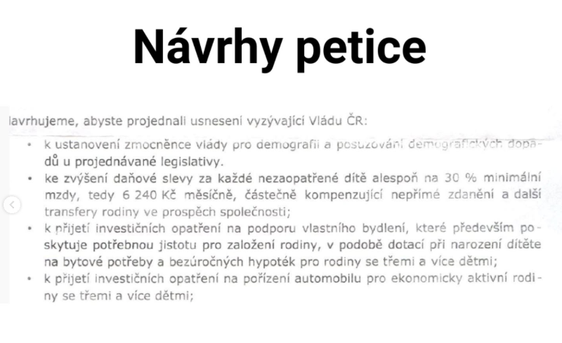 návrh petice